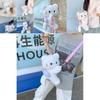 Cute Scarf White Cat Plush Doll Cartoon Shoulder Bag With Detachable Strap For Daily Use