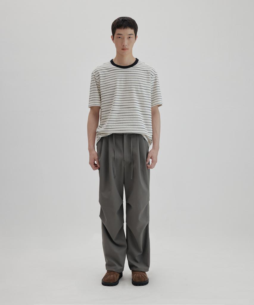 NONBLANK Terry Stripe Half T-Shirt_Black