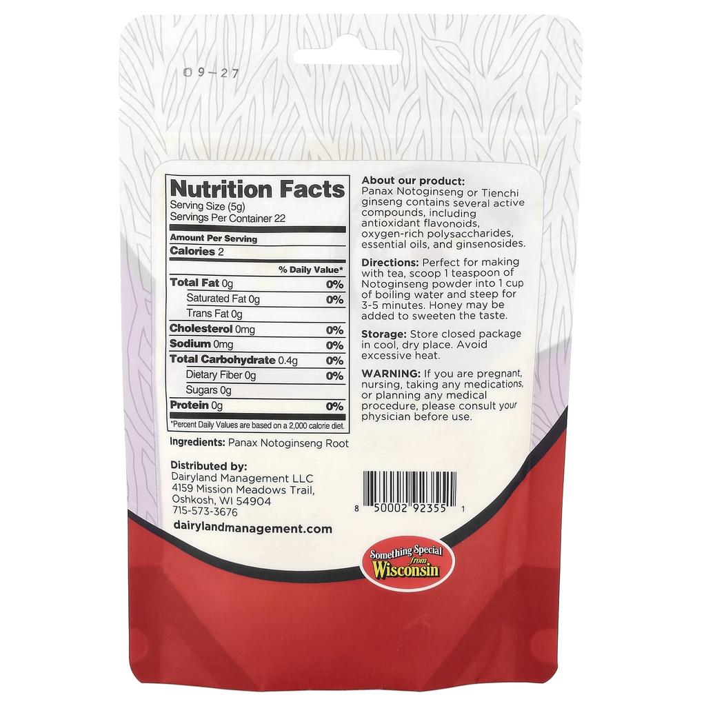 Dairyland Ginseng, Noto Ginseng Powder, 4oz