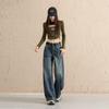 American Retro Curved Blade Jeans: Women's 2026 Spring/Autumn Wide Leg Scythe Pants
