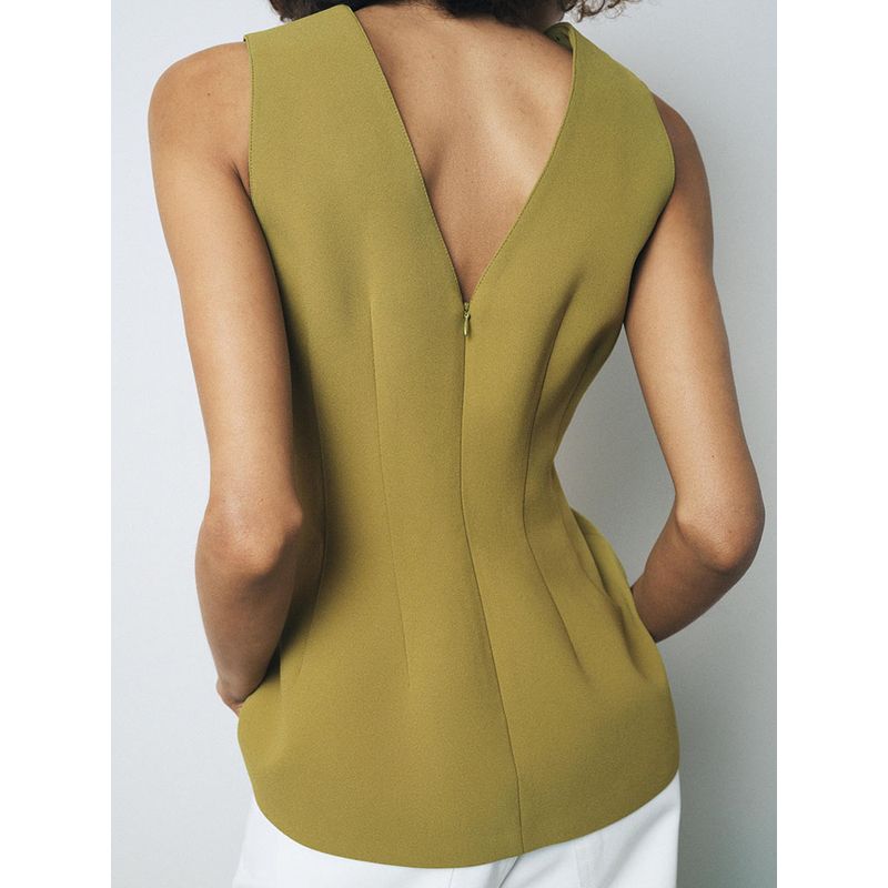 Za2025 Summer New Product Women's Clothes V Neck Sleeveless Short Skirt Hem Sleeveless Tops 2688199 515 712