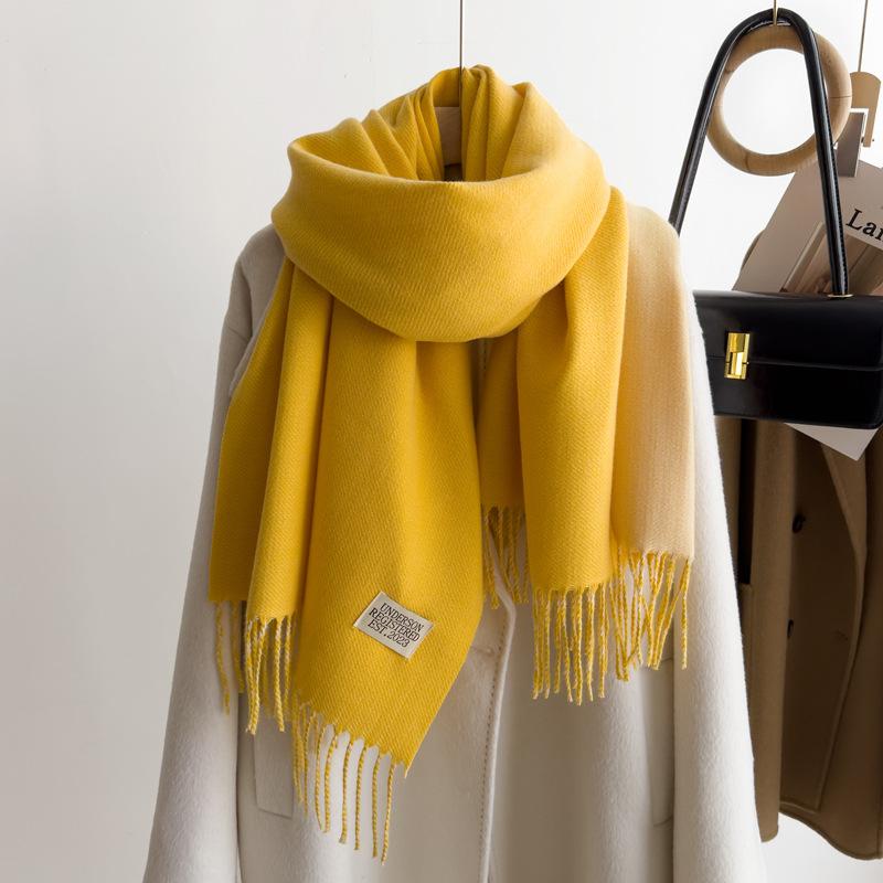 Winter Cashmere Women Scarf Female Luxury Scarves Lady Tassel Bandana Women Solid Shawl Wraps Foulard Tippet Pashmina