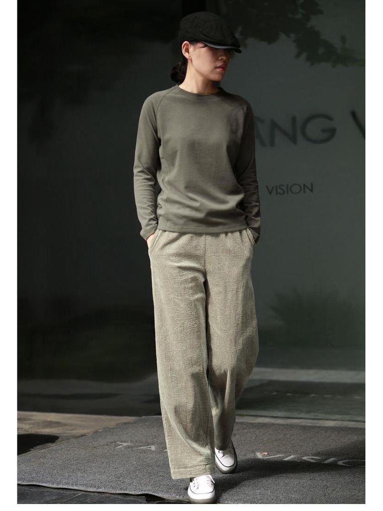 2025 Women's High Waist Straight-Leg Corduroy Pants: Versatile, Casual, Loose-Fit Woolen Pleated Solid Color Long Pants