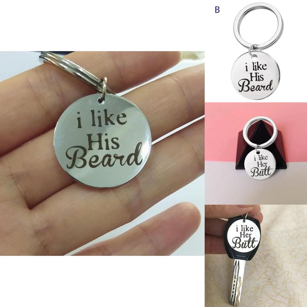 Stainless Steel Cute Couple Keychain Love Key Ring Gift For Boyfriend Girlfriend With Premium Quality Polished Finish