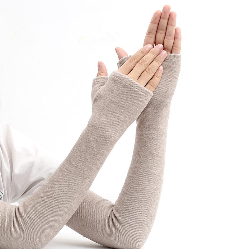 

Winter Arm Sleeves Thickened Plush Cold-proof Warm Driving Elbow Guard Women Men Thumb Hole Fingerless Riding Arm Warmers