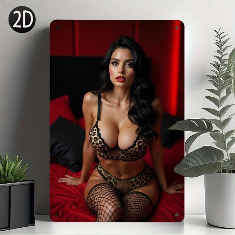 Pin-Up Girl Tin Plates, Garage Workshop Metal Decor 20x30cm