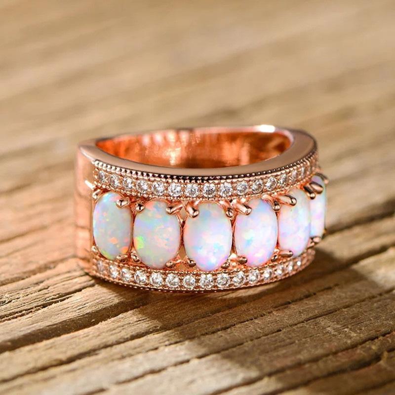 

New and High-end Imitation Australian Treasure Oval Ring, Light Luxury, Elegant, Personalized, Fashionable and Popular Zircon 6
