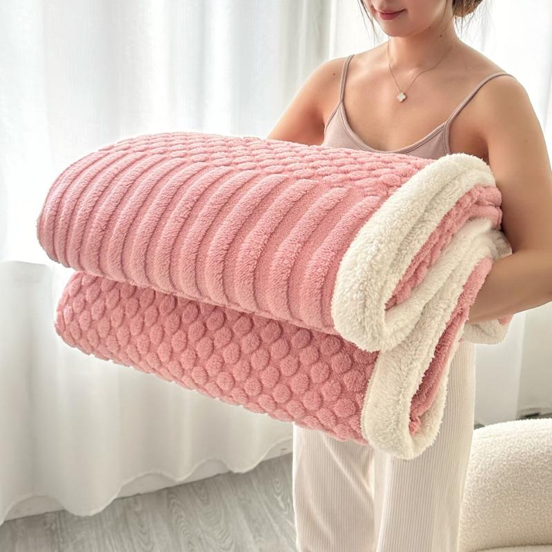 New Solid Color Multifunctional Double Layer Tafurong Blanket Lamb Wool Blanket Thickened Warm Leisure Office Nap Blanket