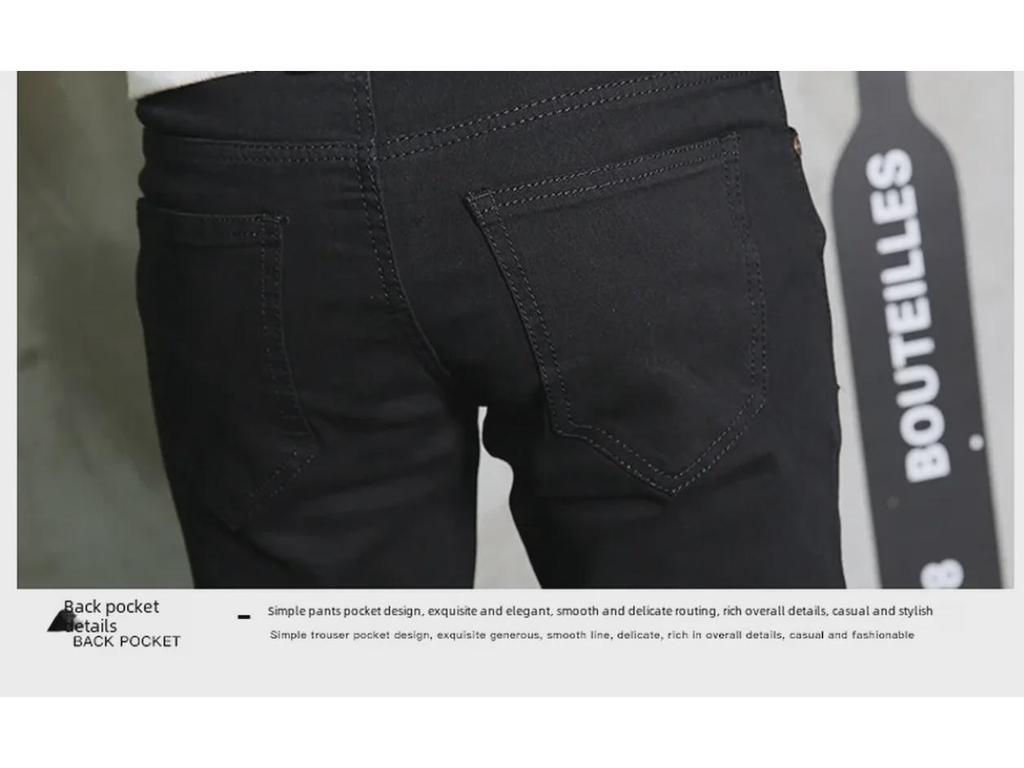 Męskie Elastyczne Obcisłe Czarne Jeansy Skinny - Modne Spodnie Casual w Stylu Koreańskim