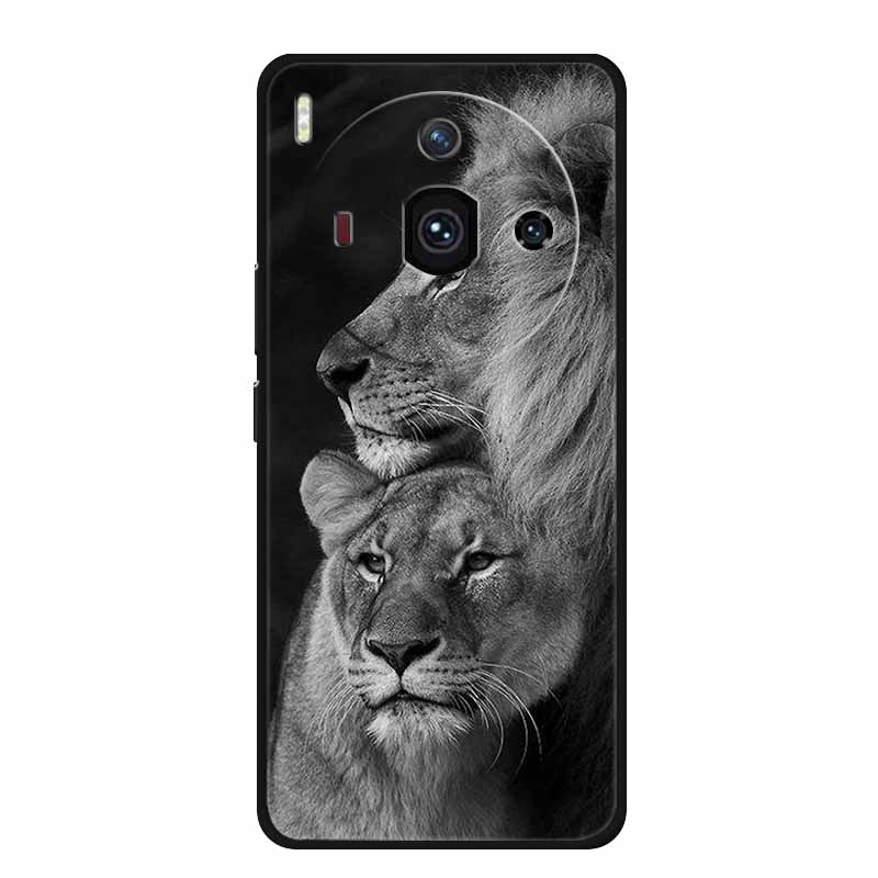 For Iphon 14 Luxury Phone Case Apple Iphone14 Pro Pro Max Plus Black TPU Soft Cover Silicone Shield Animal Lions Tiger Bunper