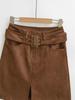 Women's Suede Plush Belted Pencil Skirt - Autumn/Winter Collection
