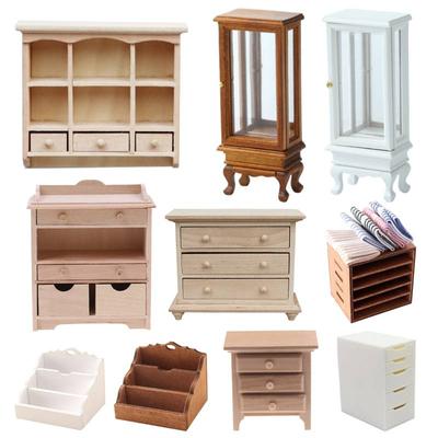 1:12 Dollhouse Miniature White Cupboard Display Cabinet Storage Lockers Furniture Model Decor Toy Doll House Accessories