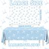HAKOTI 2Pcs Blue Bow Tablecloth,Coquette Birthday Decorations Bow Theme Plastic Table Cover Blue Bow Rectangle Tablecloth for Girls Women