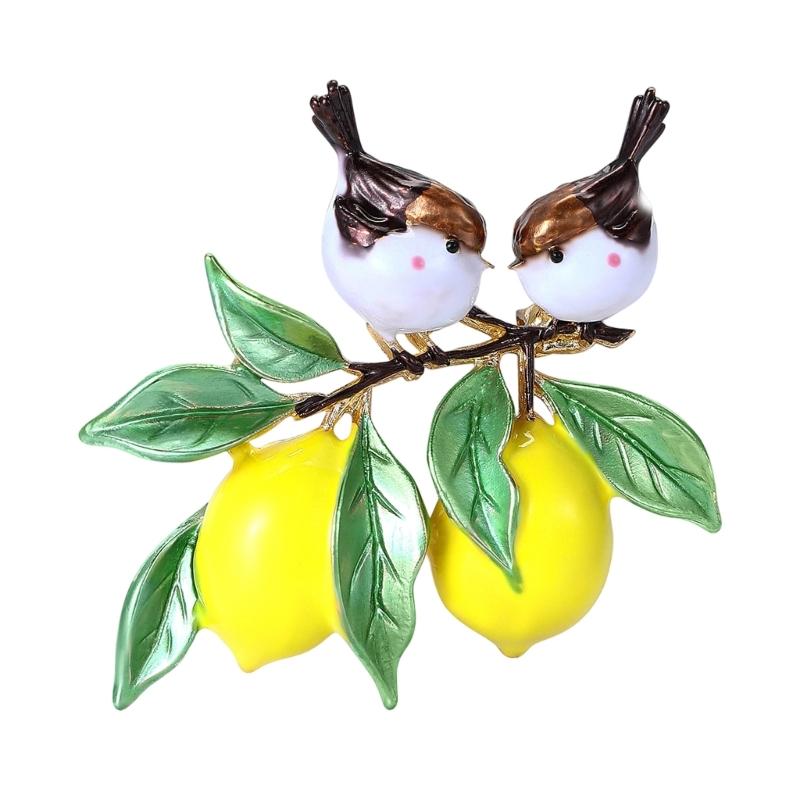 Cartoon Style Lemon Bird Alloy Safety Badge Pin Spring Summer Fashion Unisex Brooch Decorative Scarf Clip Bag Charm