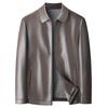 Men's Versatile Sheepskin Leather Jacket: 2025 Spring/Autumn, Middle-Aged Dad Lapel Motorcycle Style