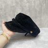 Trendy Temperament Painter Hat Brown Suede Soft Edge Flat Top Newsboy Hat Female Retro British Star Anise