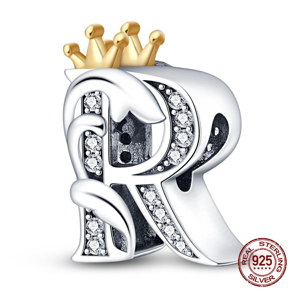 Classic Crown 26 Letters A-Z Copper Charms Fitoriginal Bracelets Diy Jewelry Making For Women Gift