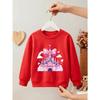 Kids Girls Crewneck Sweatshirt, Cute Pink Princess Castle Rainbow Bow Cloud Star Cartoon Print Black Soft Fleece Pullover