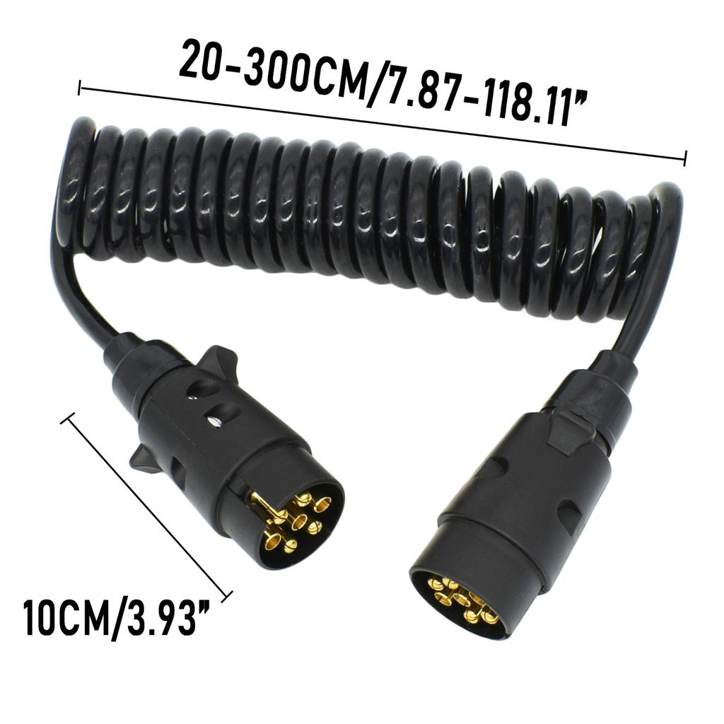 7 Pin Trailer Truck Light Edge Connector Copper Extension Cable Trailer Power Cord Plug Vehicle Extender Socket Car Accessories