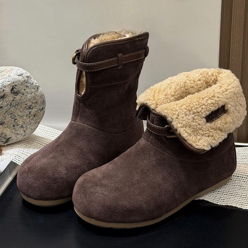 Lamb Wool and Fleece Snow Boots, Women s Shoes, New Warm Shoes, Cotton Shoes, Ankle Boots 35