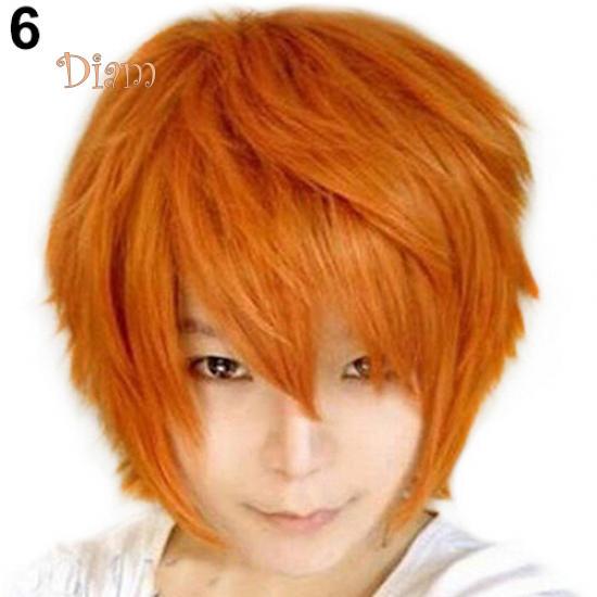 Tenfyer Men's Fashion Short Wig Cosplay Party Costume Straight Wigs Full Wig Gift