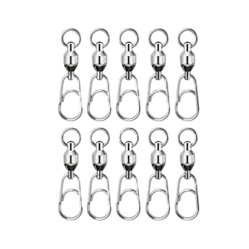 10Pcs Fast Speed Bearing Fishing Swivels Snap Connectors Stainless Steel Link Rings For Lure Tackle And Baiting