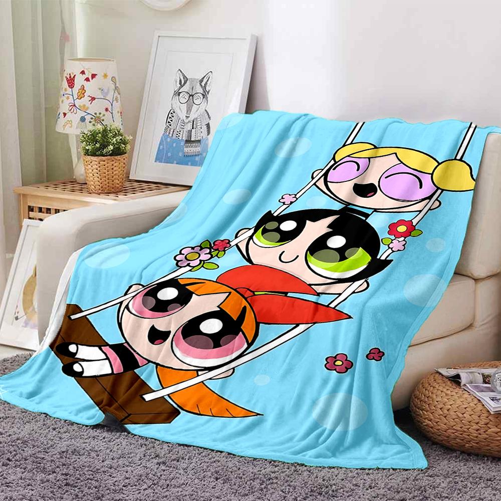 1Pc Powerpuff Girls Blanket For Couch Bed Plush Cozy Fuzzy Blanket Super Soft Warm Blankets For Fall And Winter 0918295