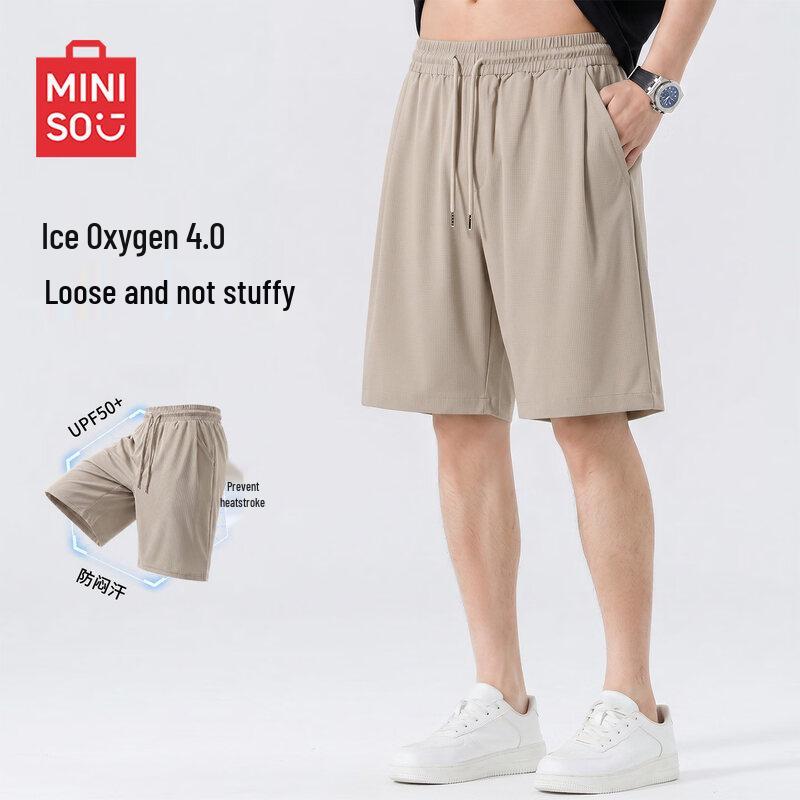 MINISO Men s Lightweight Breathable Cool-Feel Sports Shorts L