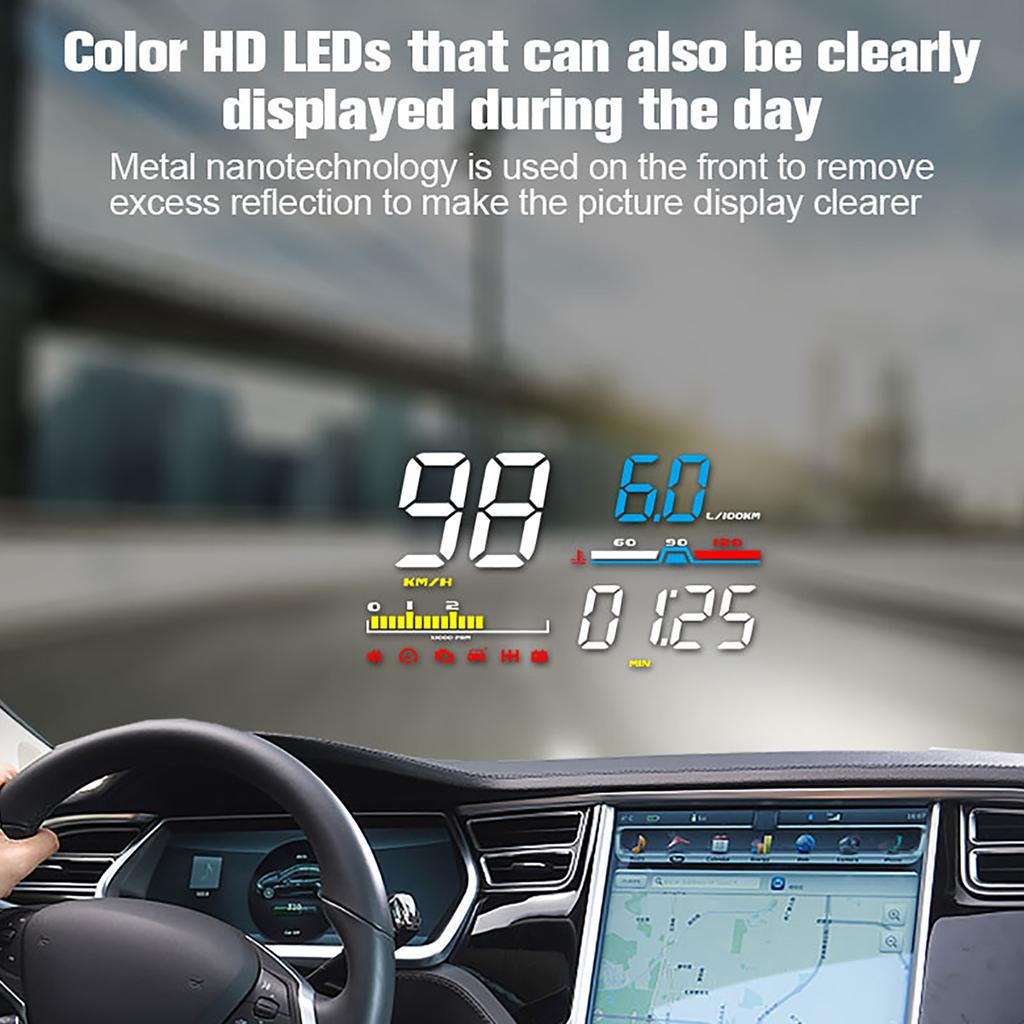 Windshield Projector Electronic Car Speedometer Tachometer with Overspeed Alarm Improve Driving Comfort & Security