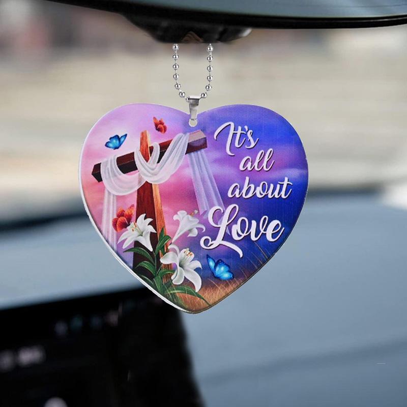 

2D акриловые фиолетовые цветочные буквы, акриловые подвесные украшения для автомобильных зеркал в форме сердца, аксессуары для салона автомобиля, елочные украшения, подвески для домашнего декора