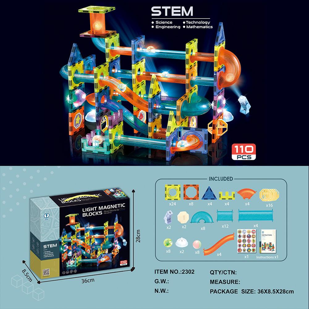 Stained Glass Magnetic Marble Run: Kids' Magnetic Building Blocks and Tracks