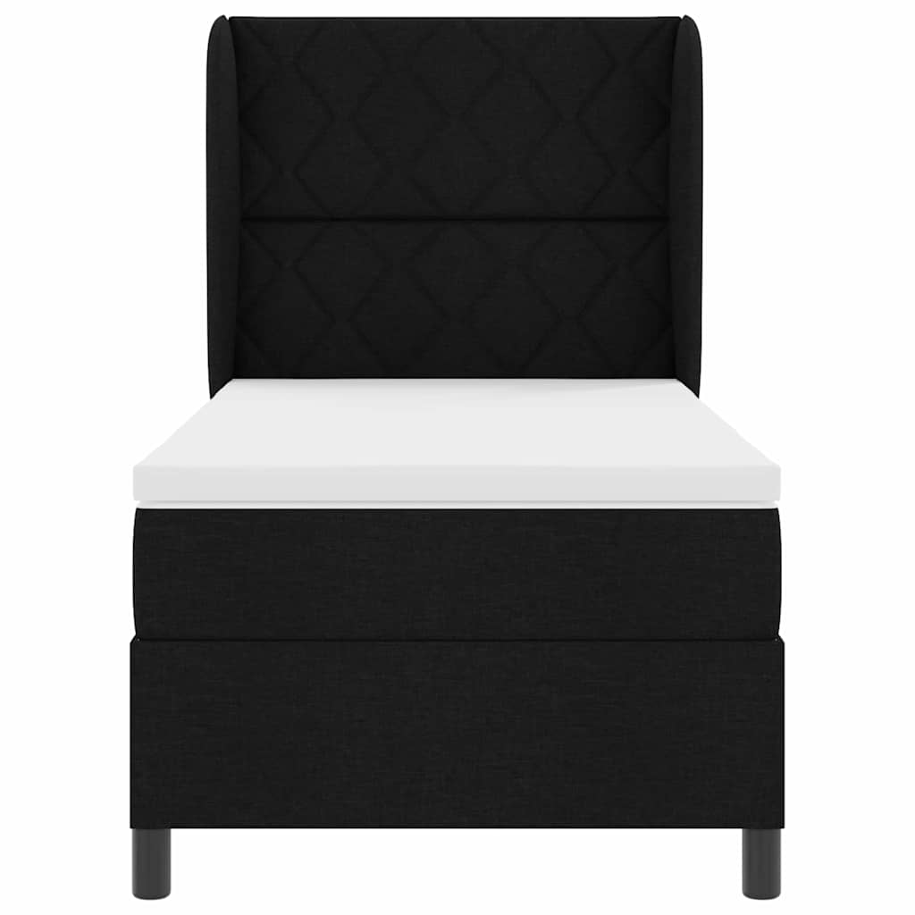 Boxspring Bed with Headboard Black 90 x 200 cm Fabric