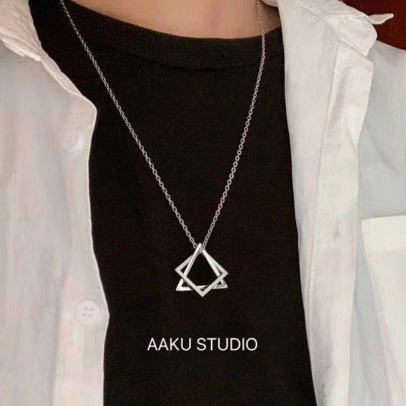 Fashion geometric triangle square neck jewelry super cool long hiphop pendant personalized necklace women