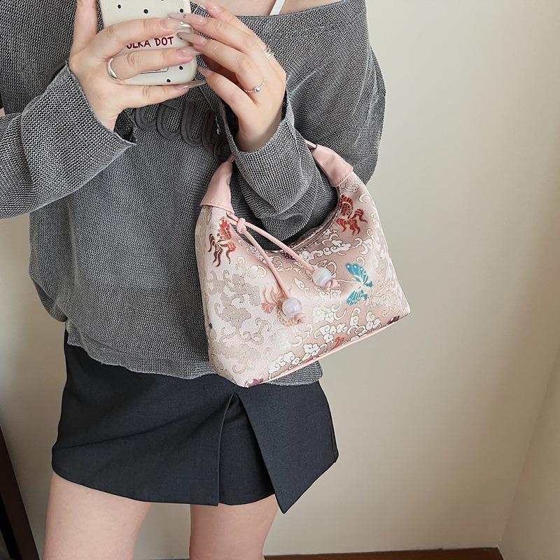 Embroidered Canvas Bag Women's Summer New Fashion Niche Shoulder Messenger Bag Portable Dumpling Bag