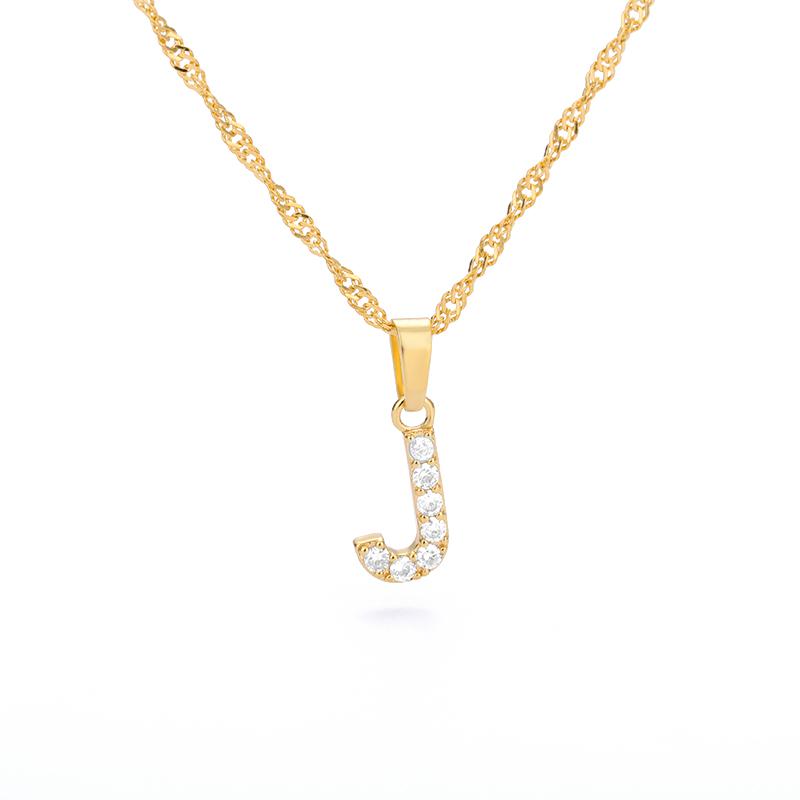 Cubic Zirconia Initial Letter Pendant Necklaces For Women Stainless Steel Gold Color Chain Alphabet Chokers Jewelry Accessories