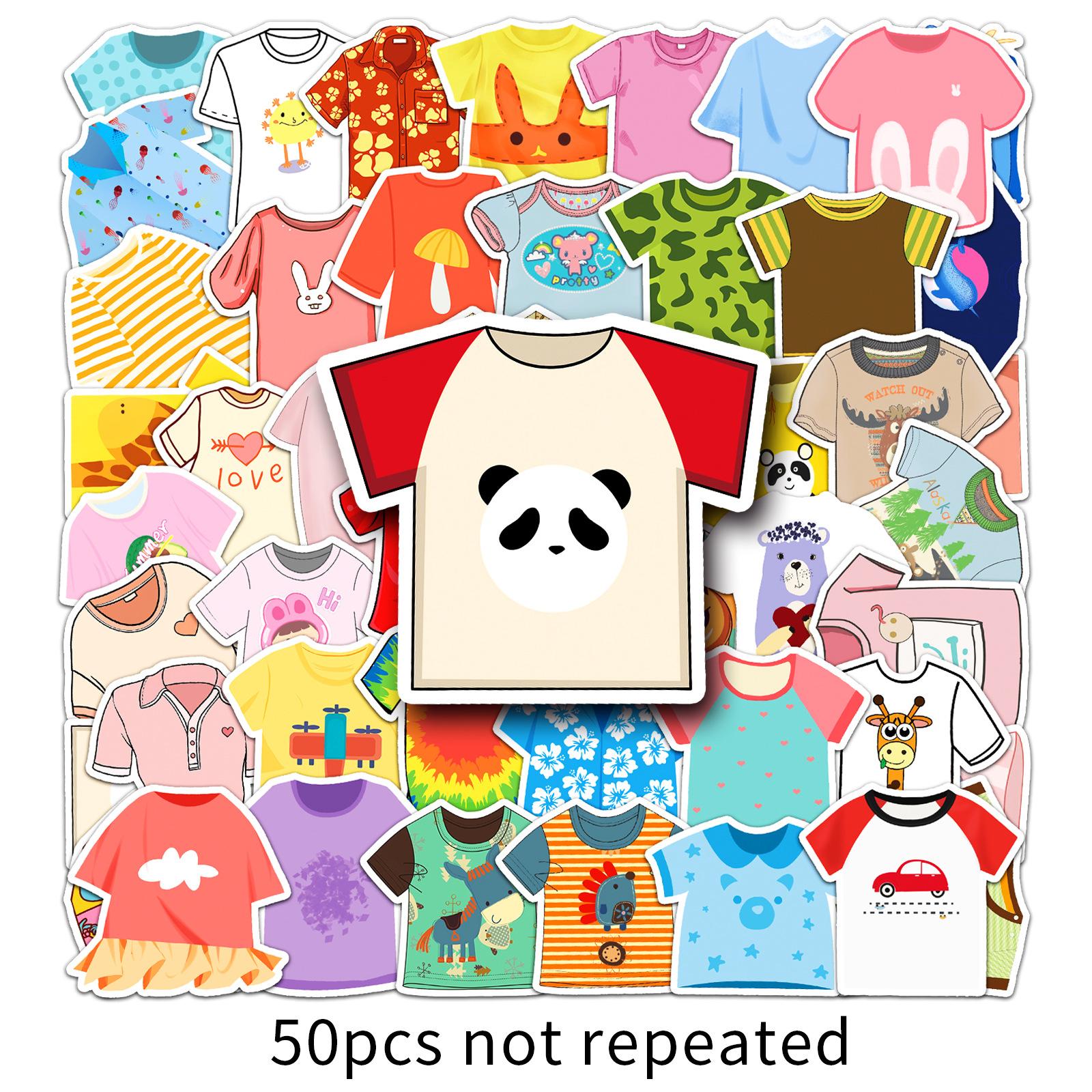 

50 T-shirt Graffiti Stickers Personalized Cartoon Small Fresh Summer Decorative Water Cup Mobile Phone Case Computer Stickers