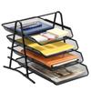 Mesh Desk Organiser 4 Tier Letter Tray Organizer Office Desktop Document Paper File Storage Mesh Filling Collection
