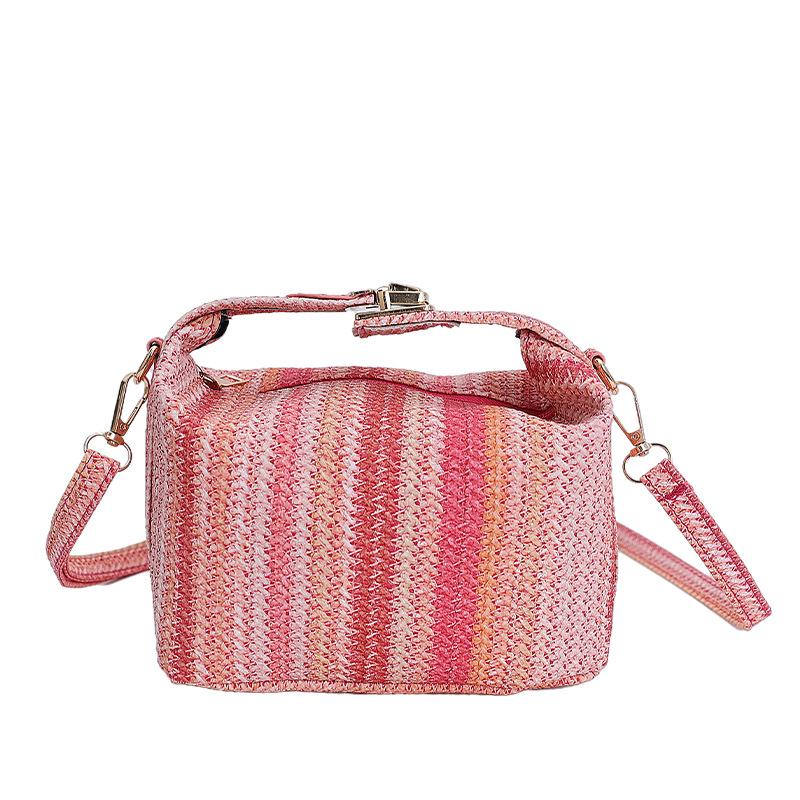 New Bags Women's Woven Sweet Commuter Straw Bag Small Square Bag Shoulder Bag Diagonal Straddle Women's Bag Cute Messenger Bag