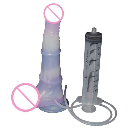 Irrigator Sex Supplies Wasserdicht Tragbare Moderate Bunte Dildo Pferd Realistische Squirting Penis für Frauen
