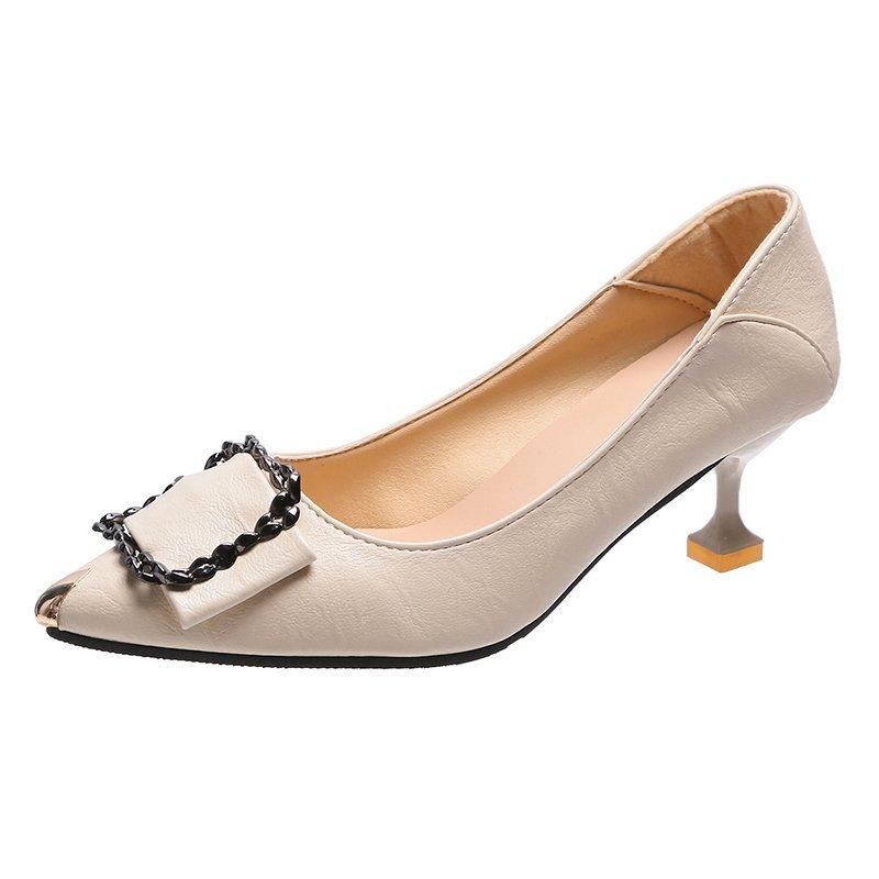 

Fashion Women Shoes 5 cm 7 cm Pointed Toe Pumps Office Dress Shoes for Woman Black Beige High Heels Ladies Work Shoes Stilettos 35