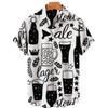Camisetas Festival de Cerveza Harajuku para Hombre Estampado 3D Manga Corta Verano Estilo Hawaiano Playa Tops de Botón Único Solapa