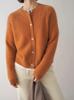 Women's Pure Wool Knit Cardigan: Autumn/Winter Long Sleeve, Round Neck, Thickened Sweater for a Slimming, Loose Fit.