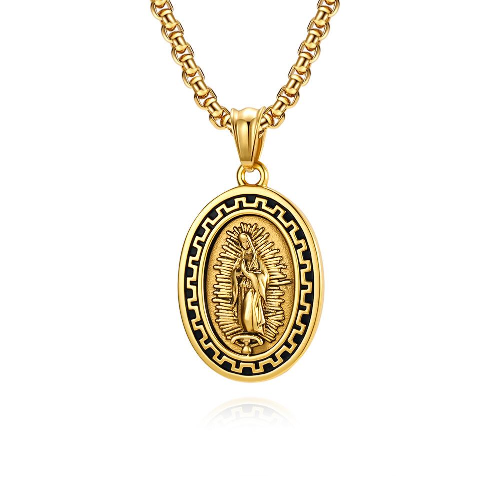 Vintage Accessories Virgin Portrait Titanium Steel Necklace Men's Niche Street Hipster Wear Accessories Pendant