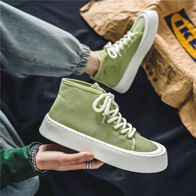 Męskie buty płócienne na co dzień, platforma, wulkanizowane, prosty design, do biegania, tenisówki, sznurowane, do użytku na zewnątrz, wysokie trampki dla mężczyzn