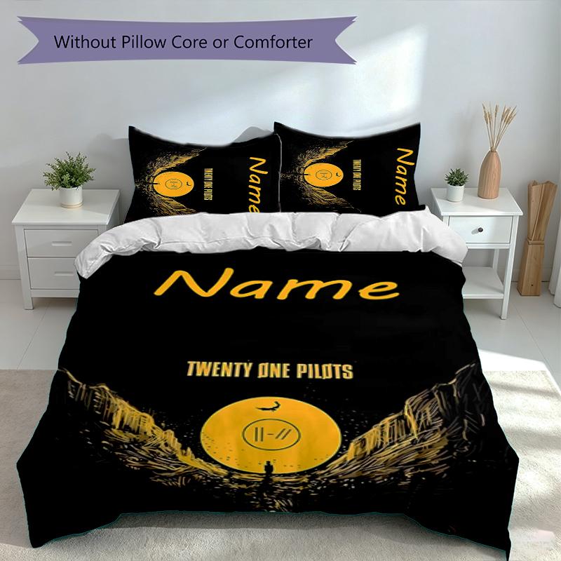 3pcs Custom Name twenty one pilots Bedding Set,Includes 1 Duvet Cover and 2 Pillowcases,All-season Bedroom Decor