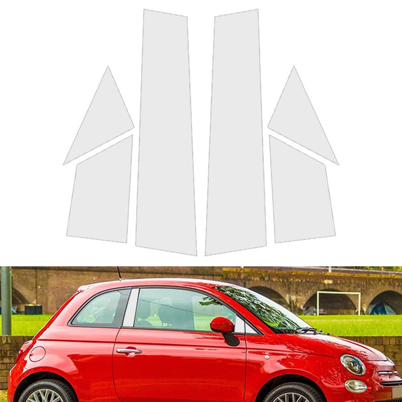 6pcs/set Anti-Scratch Glossy Pillar Posts Trim Decal Protective Film Cover for Fiat 500 Car Windows Door Styling Protection Upgrade Accessories