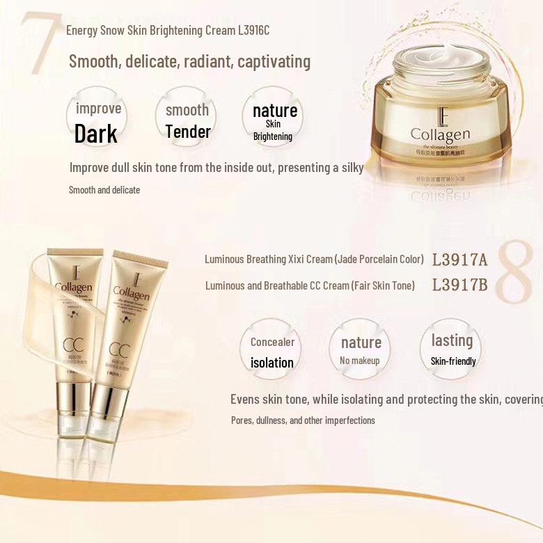 Conjunto de Skincare com Colágeno Lilanfei: Creme Facial Hidratante, Tônico e Loção para Mulheres