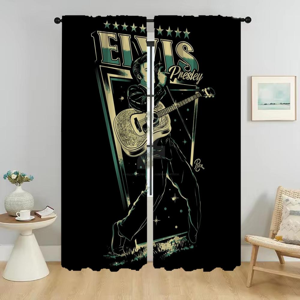 

Elvies Window Curtain Room Panel Kitchen Curtains Partition Halloween Decoration Home Interior Shades Living Polyester Ideal For W100*H130(CM)-Grommet top&2PCS
