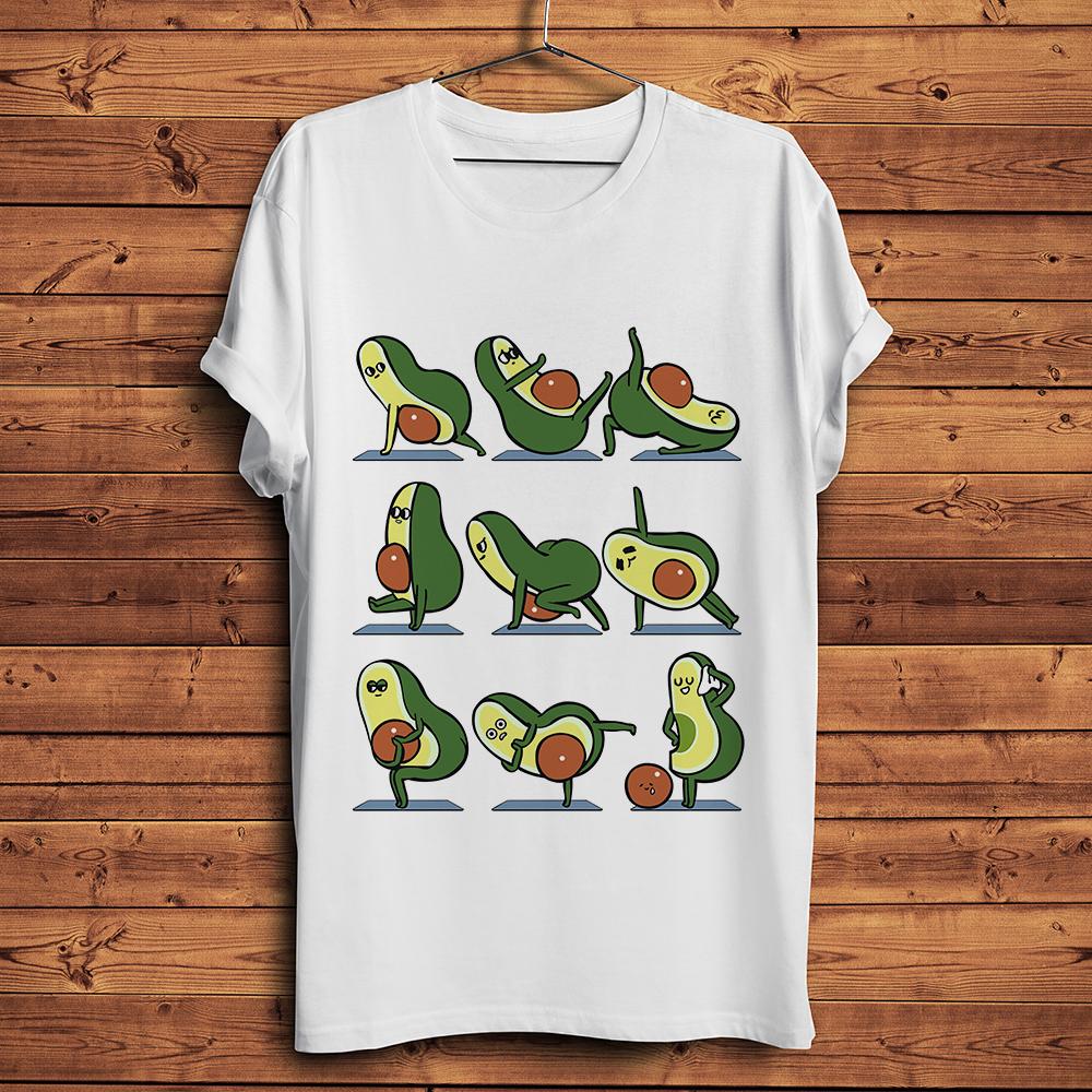

cute Avocado yoga series funny t shirt Unisex new white casual tshirt homme unisex fresh style streetwear tshirt short sleeve 4XL