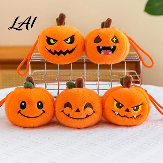 Small Halloween Decorations Pumpkin Plush Keychain Cute Spooky Stuffed Toy Pendant for Bag Charm Keys Soft Mini Doll Hanging Ornament Festival